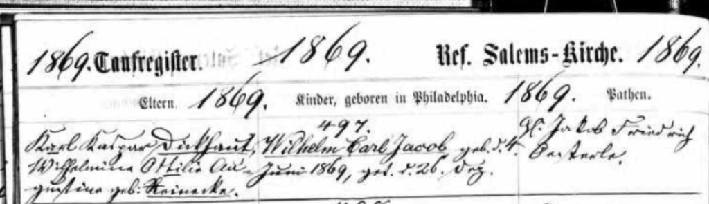 Baptism record for Wilhelm Carl Jacob Dickhaut